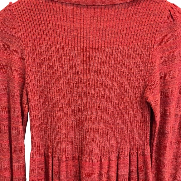 Free People Red Rain or Shine Knit Mini Dress Size Small Collared Sweater - Picture 10 of 11